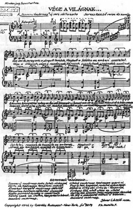 Partitura de la canción original