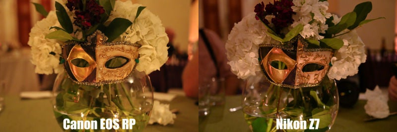 La foto con la EOS RP es un poco demasiado amarillenta, pero el auténtico problema es que, con las dos cámaras en modo automático, la Canon EOS RP se va a ISO 12.800 y la Nikon se queda en ISO 7.200