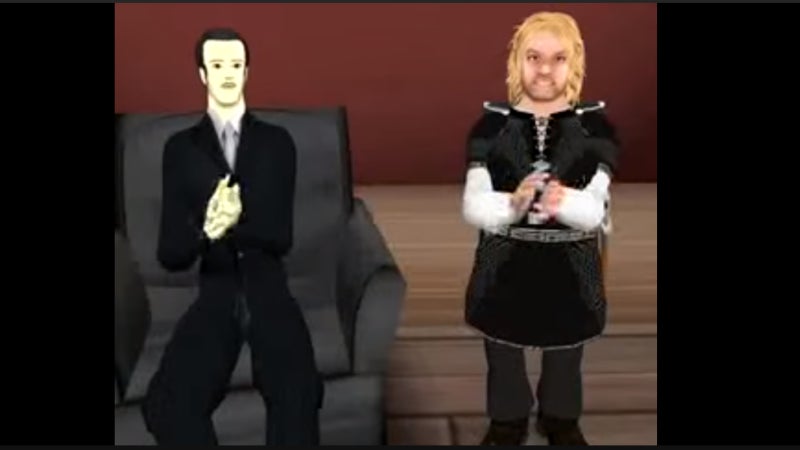 Screenshot: Anfitrión (izquierda) George R.R. Martin como Tyrion (derecha