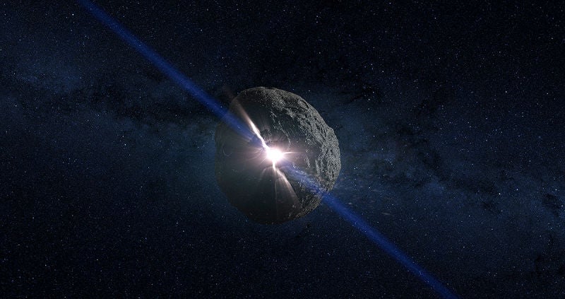 Representación artística de una explosión sobre Bennu.