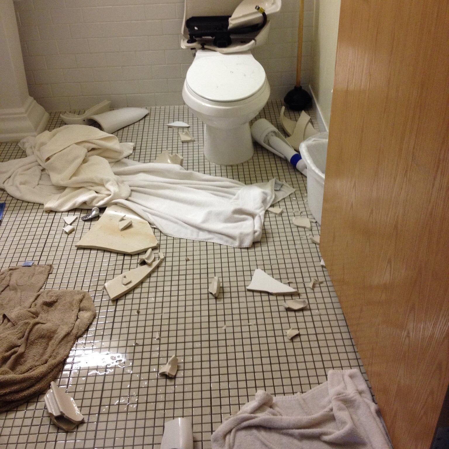 Las consecuencias de una explosión de Flushmate.