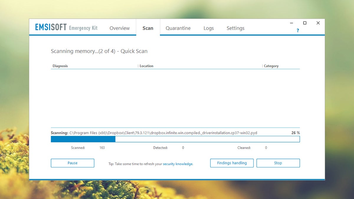 El kit de emergencia Emsisoft es rápido y sencillo de usar.