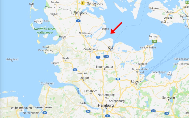 Image: Ubicación del Observatorio Boknis Eck en la Bahía Eckernförde, Alemania