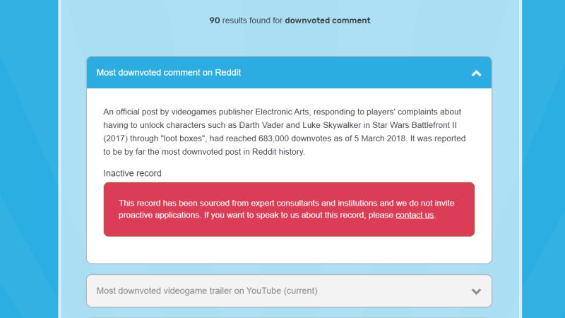 Screenshot: Guinness World Records