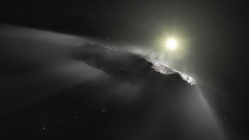 Representación artística de Oumuamua a su paso por el Sol Imagen: Hubble Space Telescope