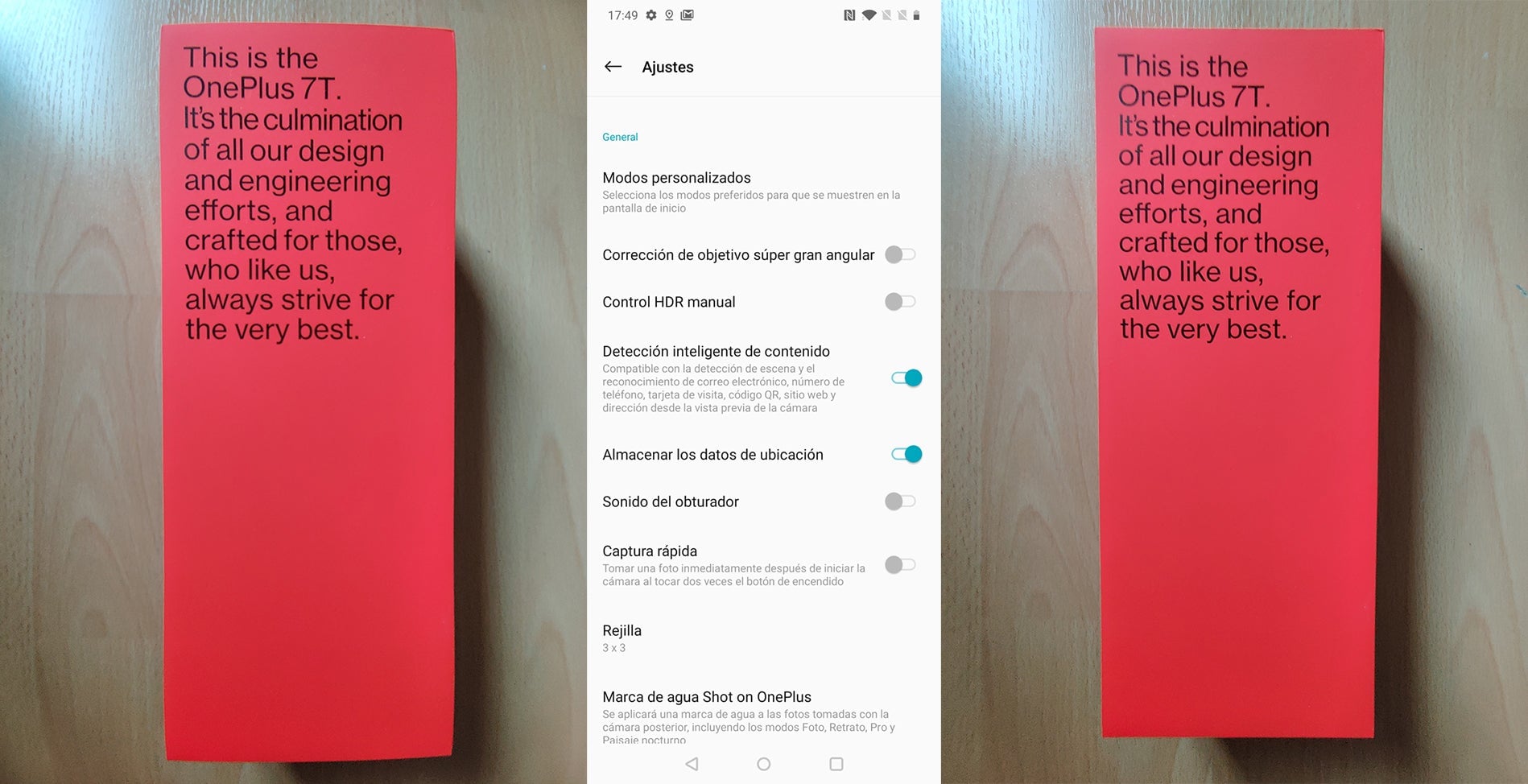 A la izquierda, el modo macro sin la corrección activada. A la derecha, con la corrección activada.