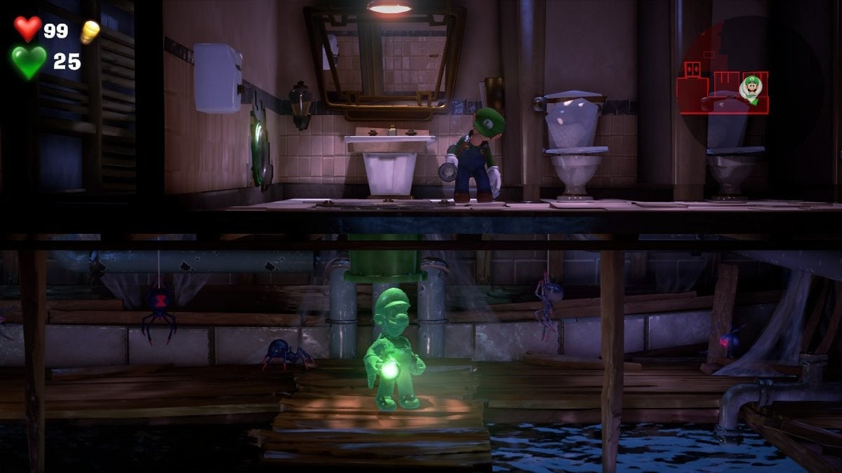 Gooigi es tu mejor aliado en los puzzles.