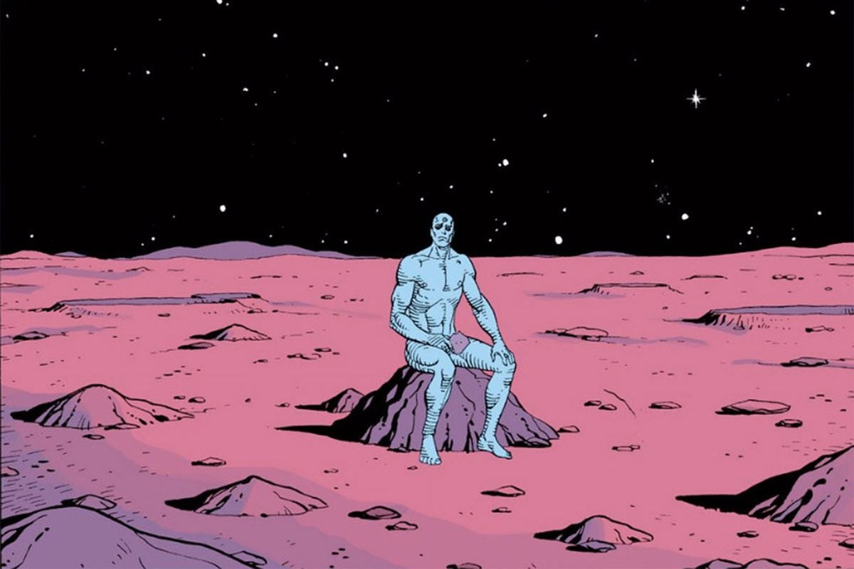 Obstinado de la humanidad, el Doctor Manhattan se va a Marte.