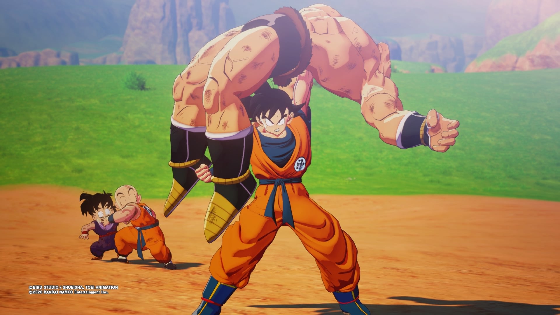 Goku al rescate durante la saga de los Saiyan.