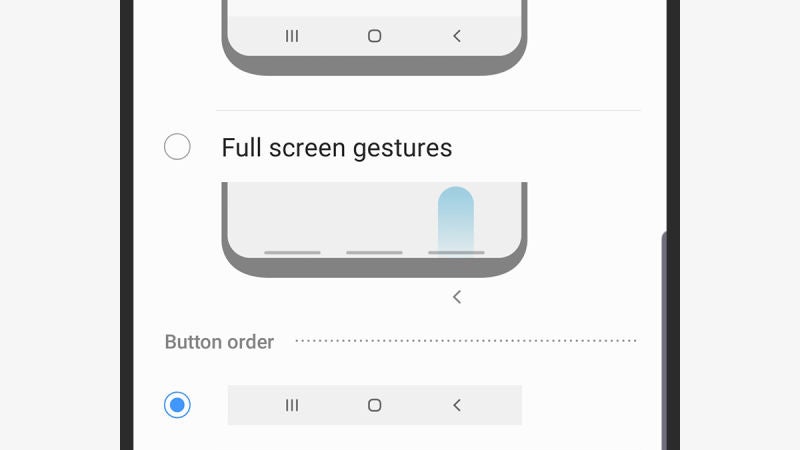 Las opciones de Android 9 en un teléfono Samsung. Captura: Gizmodo