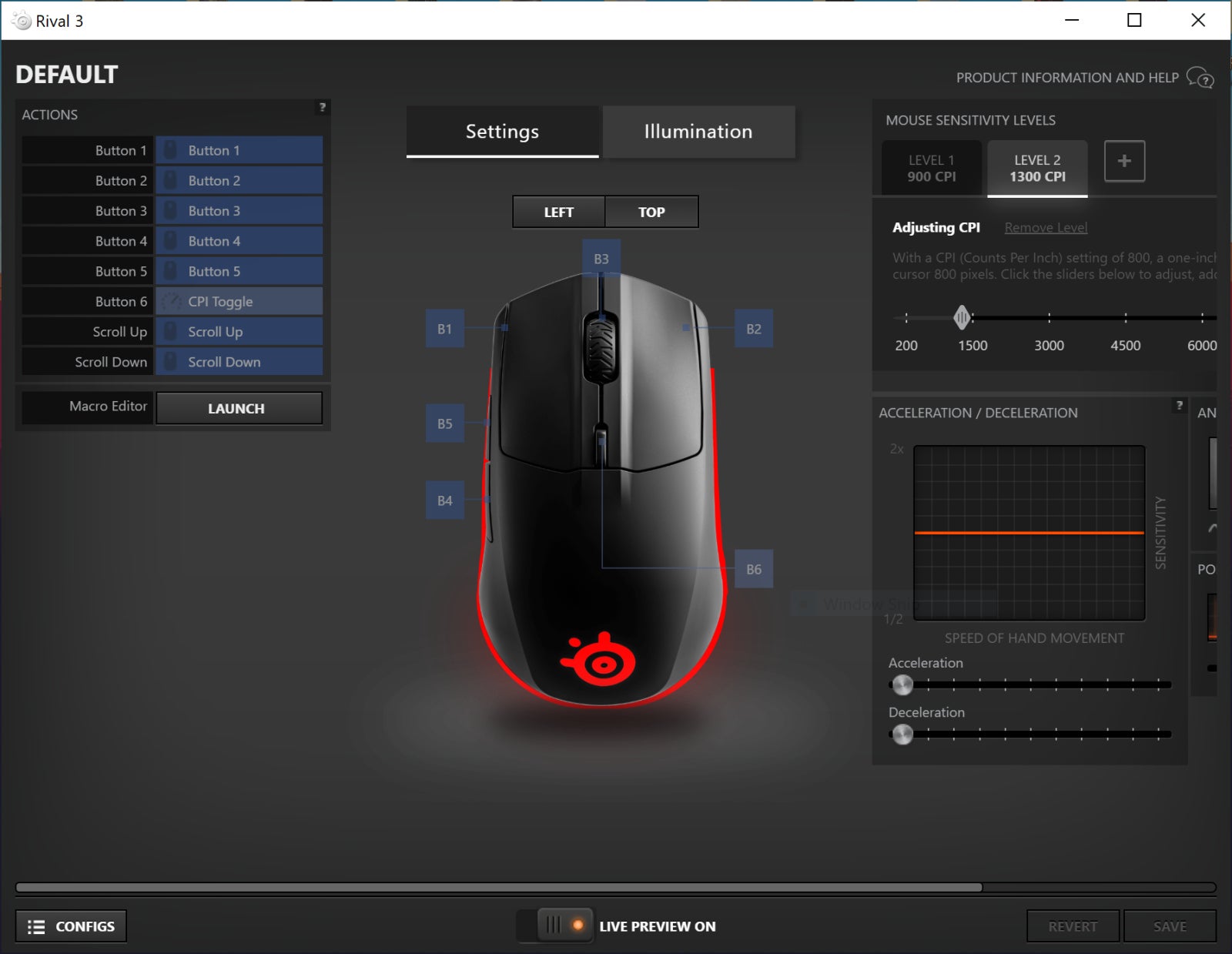 La aplicación de SteelSeries es bastante clara y sencilla.