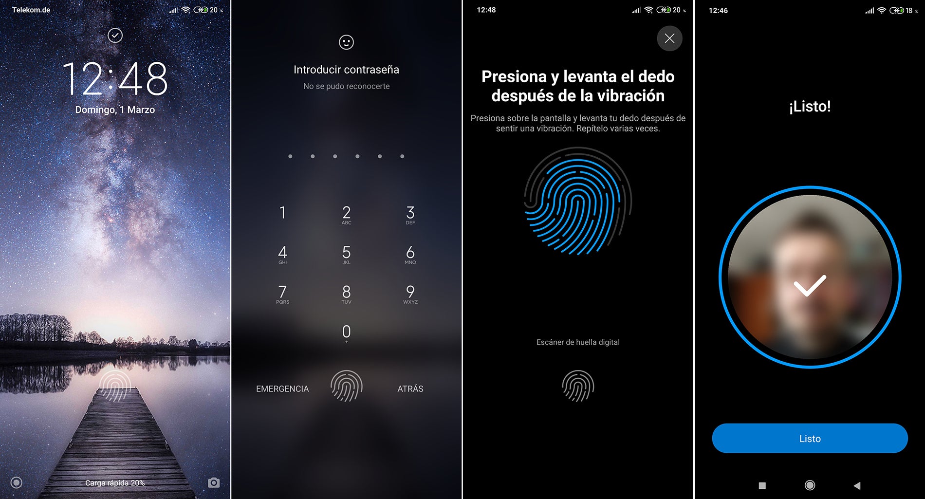 Pin, huella dactilar y reconocimiento facial. Los dos últimos vuelan.