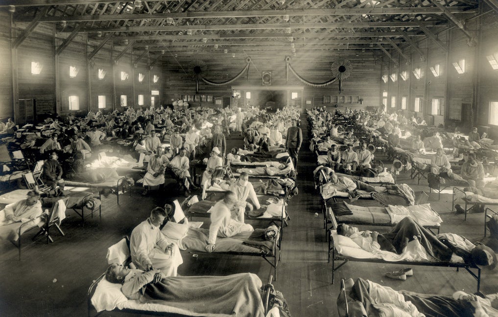Image: Hospital improvisado en el Campamento Funston en Kansas, en 1918