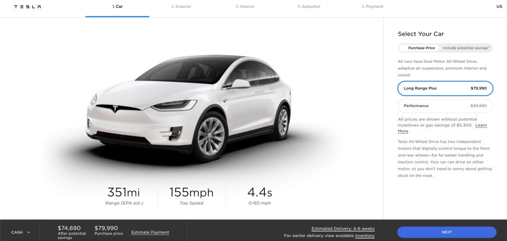 Image: Configuración con la rebaja de Model X