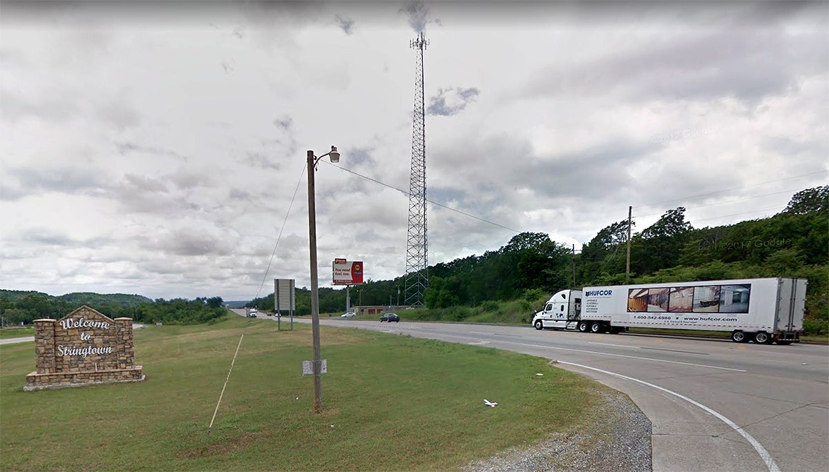 La salida a la Ruta 69 desde Stringtown, vista en Google Street View