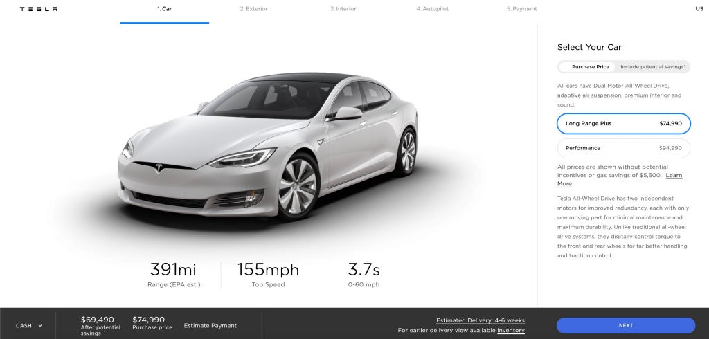 Image: Configuración con la rebaja del Model S