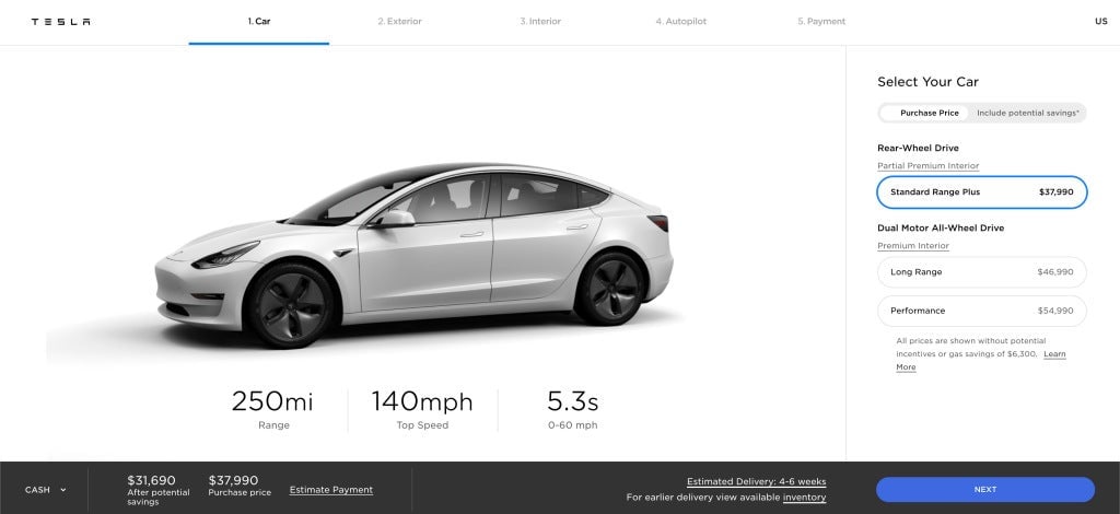 Image: Configuración con la rebaja del Model 3