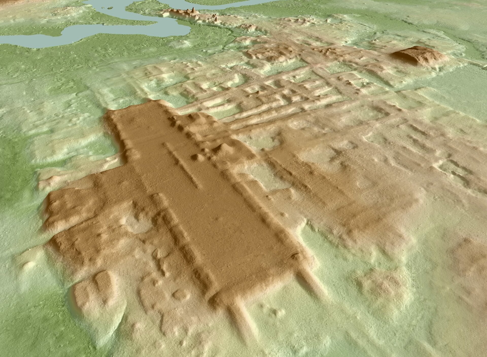 Imagen en 3D de Aguada Fénix hecha usando Lidar.