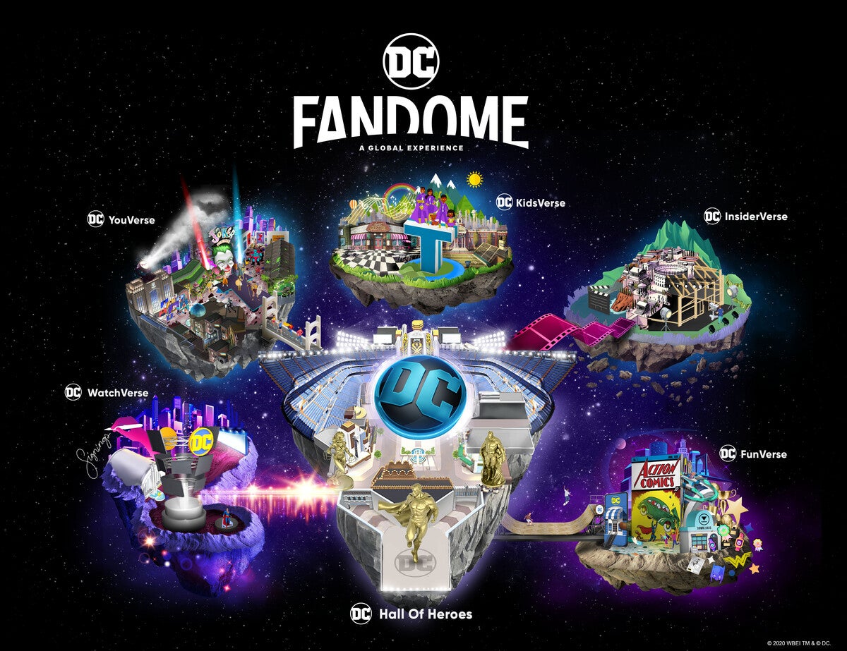 Las zonas del evento virtual DC Fandome.
