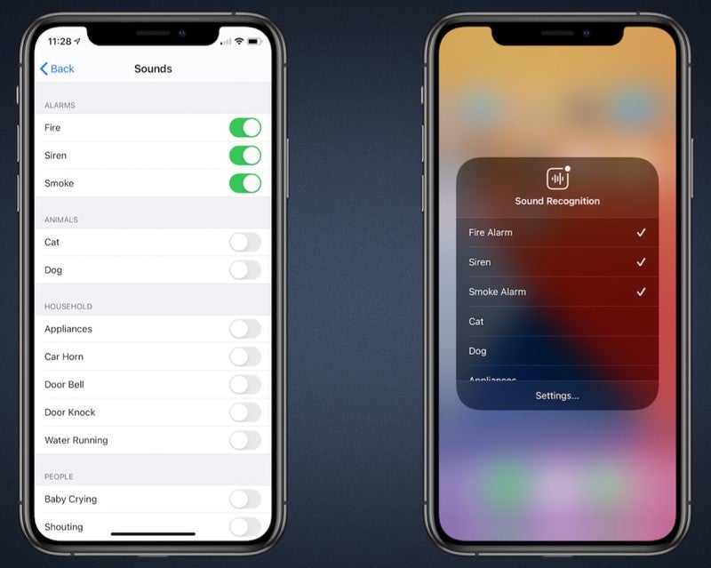 Es posible configurar distintos tipos de sonidos para ser reconocidos por iOS 14, desde alarmas a animales o personas.