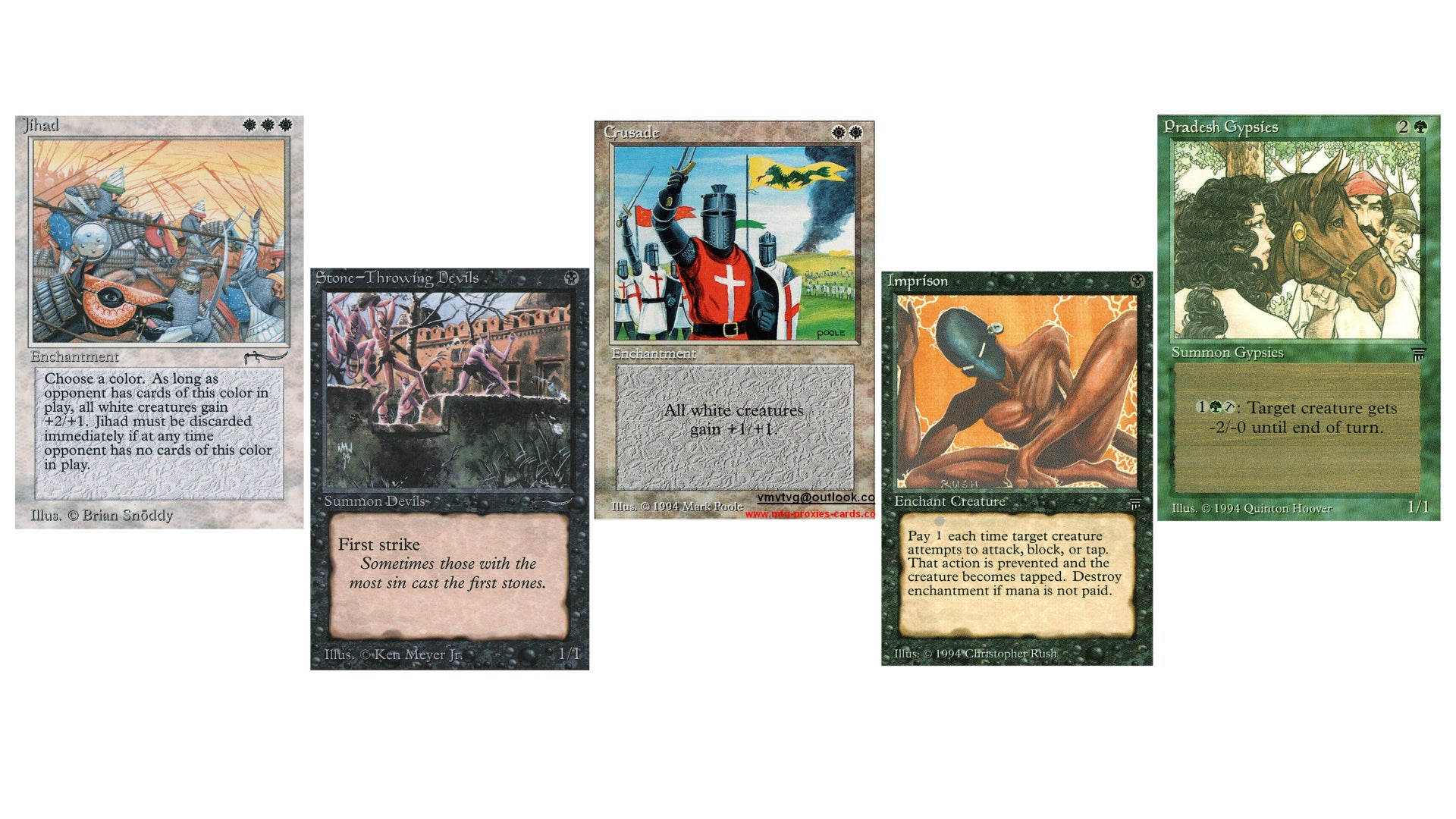 Las cinco cartas restantes que han sido eliminadas. Imagen: Wizards of the Coast