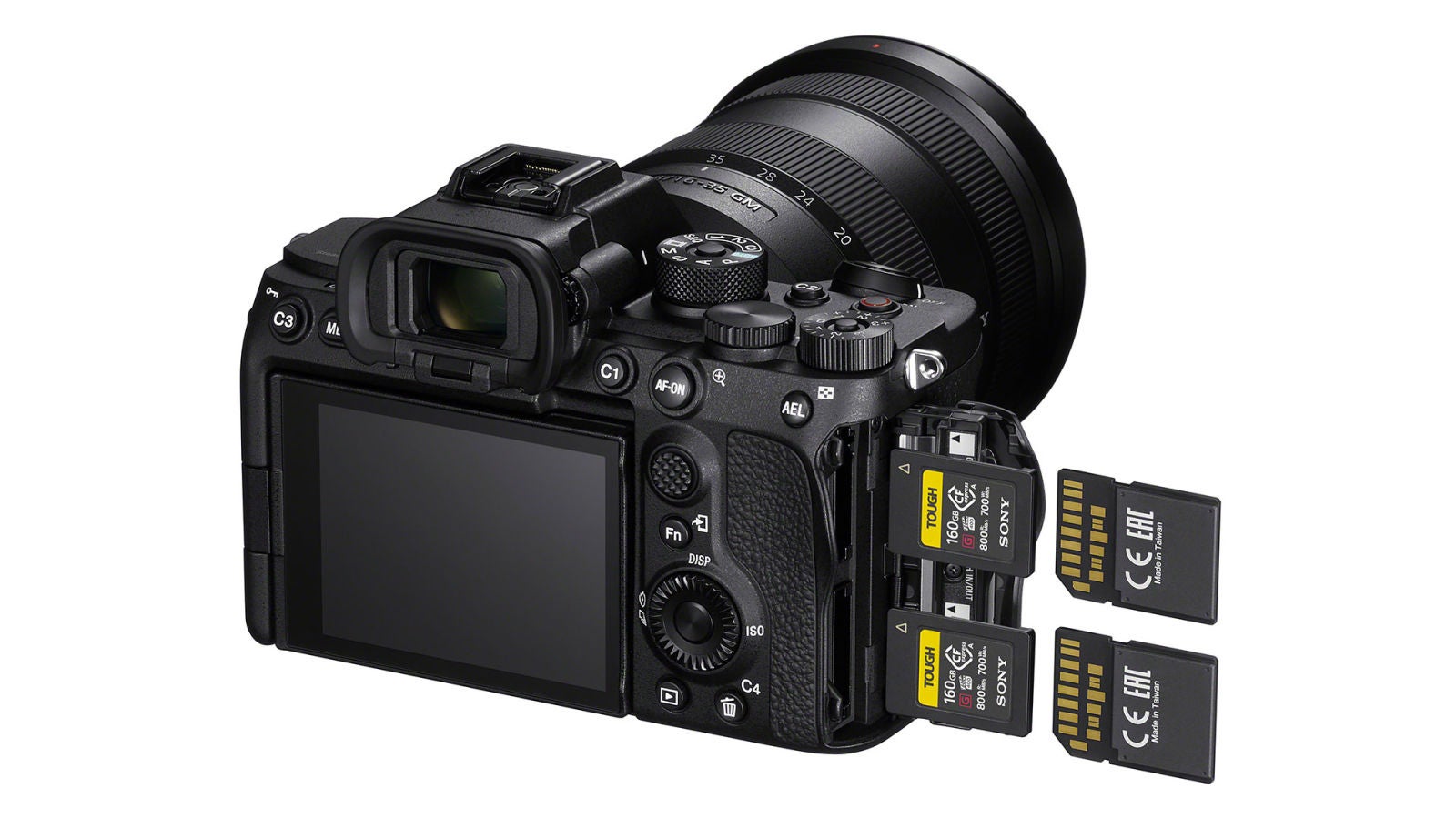 La Sony A7SIII tiene una doble ranura para tarjetas SD o CF Express Tipo A.
