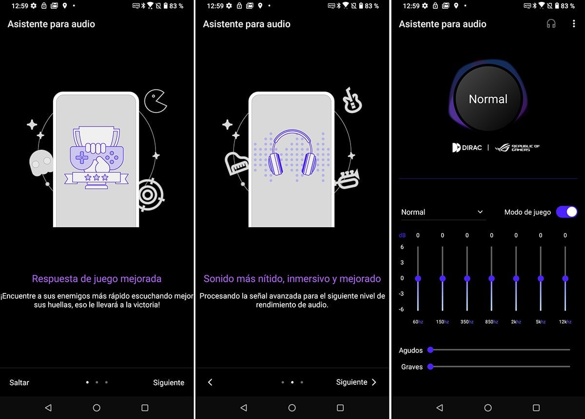 Aspecto del sistema de gestión de sonido de Dirac.