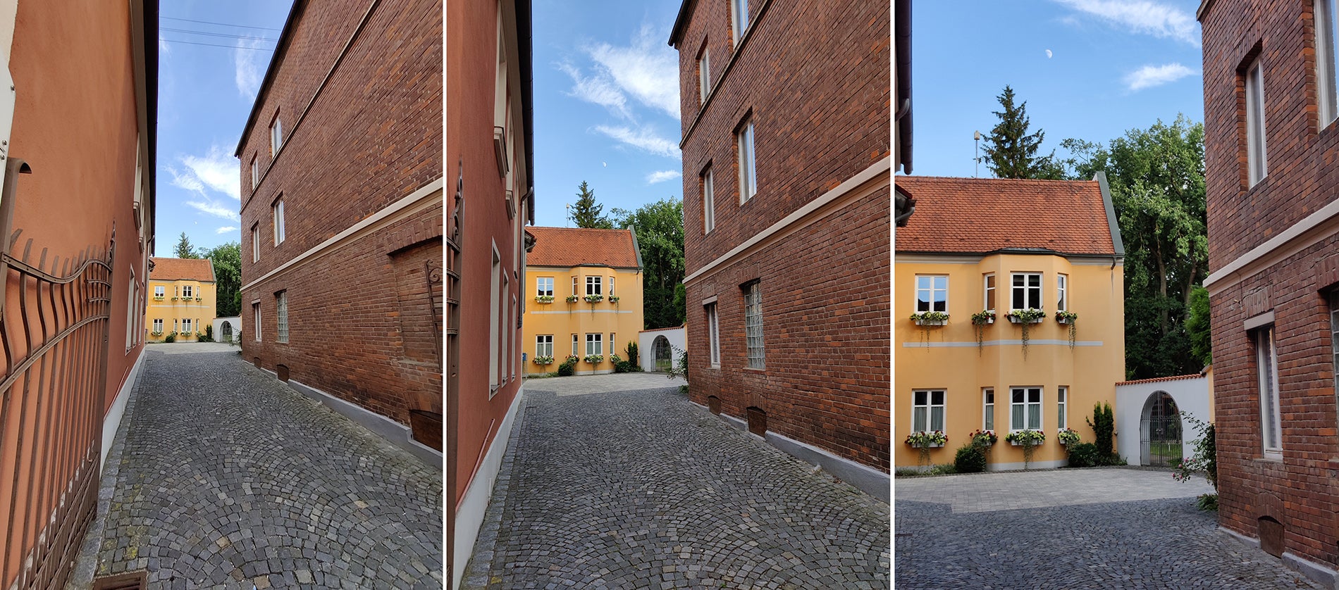 La misma foto en gran angular, en modo normal, y con zoom 2X.