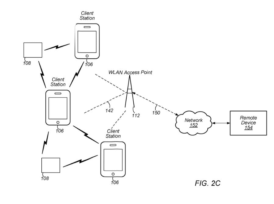Un diagrama que detalla el funcionamiento de los AirTags en una patente de Apple
