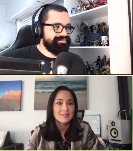 Jacqueline y yo en nuestra charla.