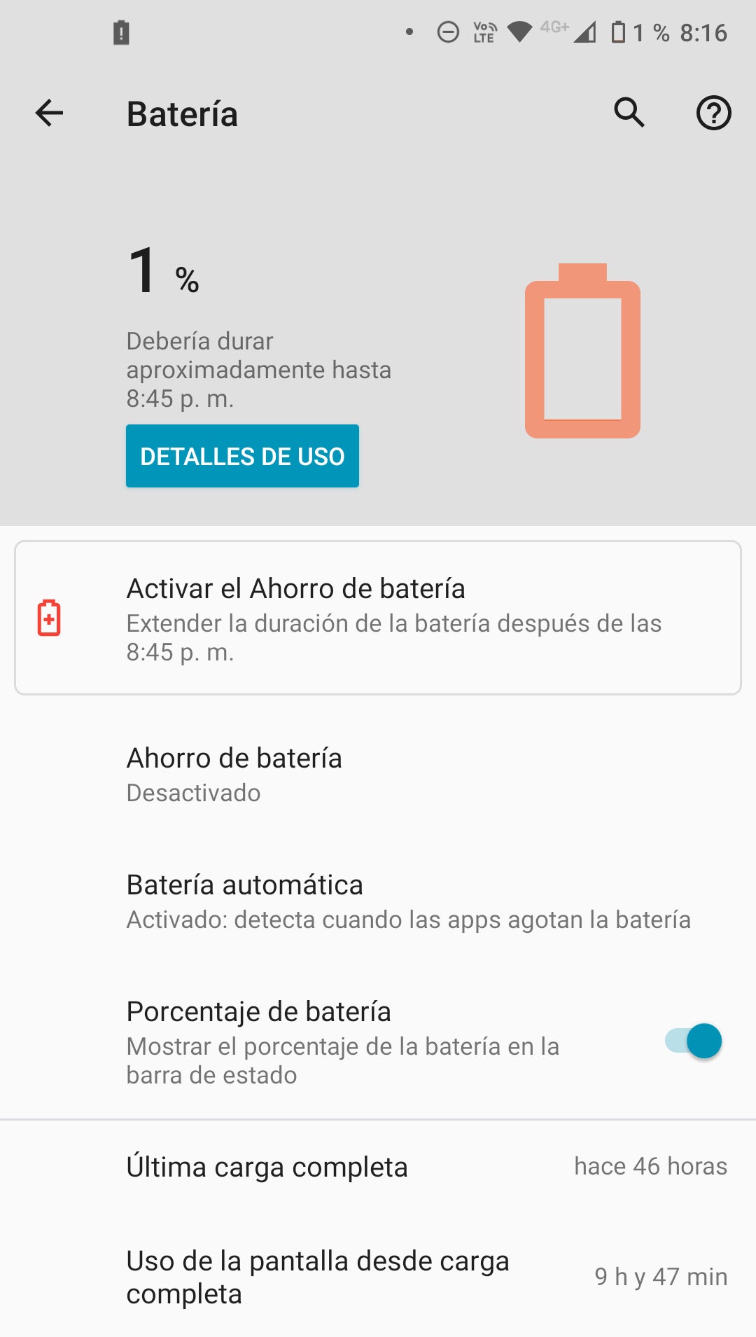 2 días de autonomía y casi 10 horas de uso de pantalla.