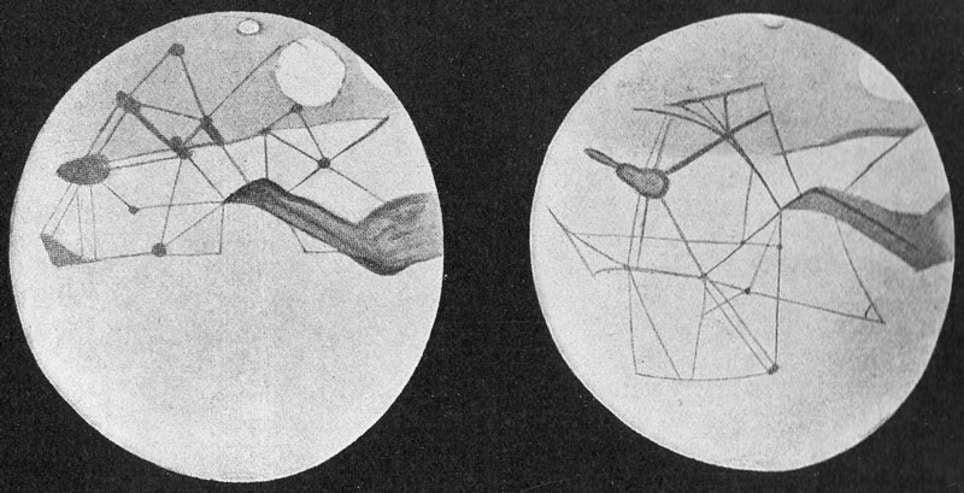 Canales marcianos representados por el astrónomo Percival Lowell.