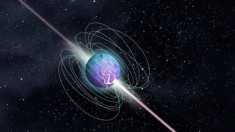Impresión artística de un estallido de magnetar