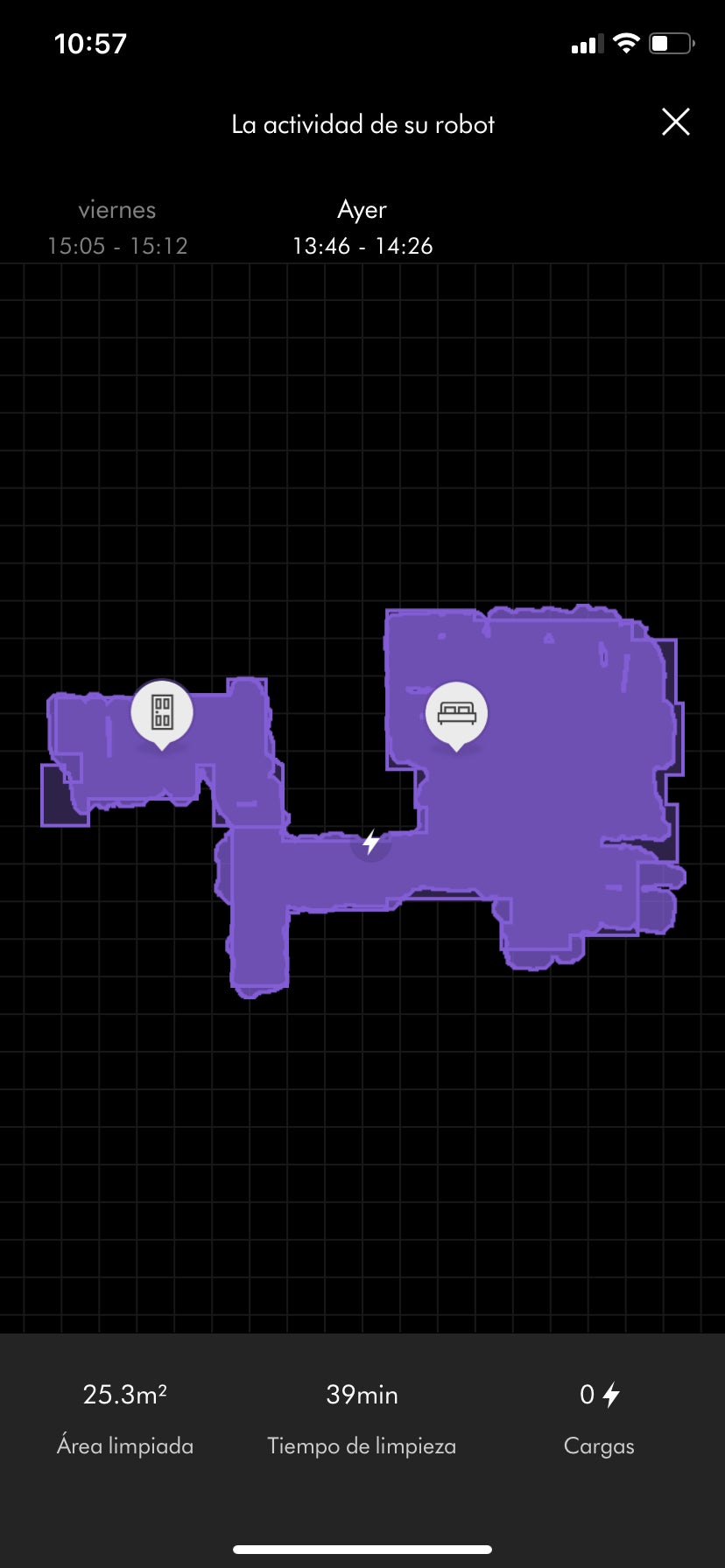 Tiempo de un ciclo con dos habitaciones