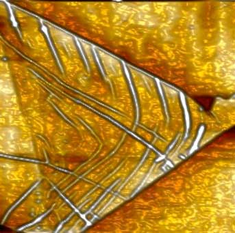 Uno de los pliegues sobre una capa de grafeno.