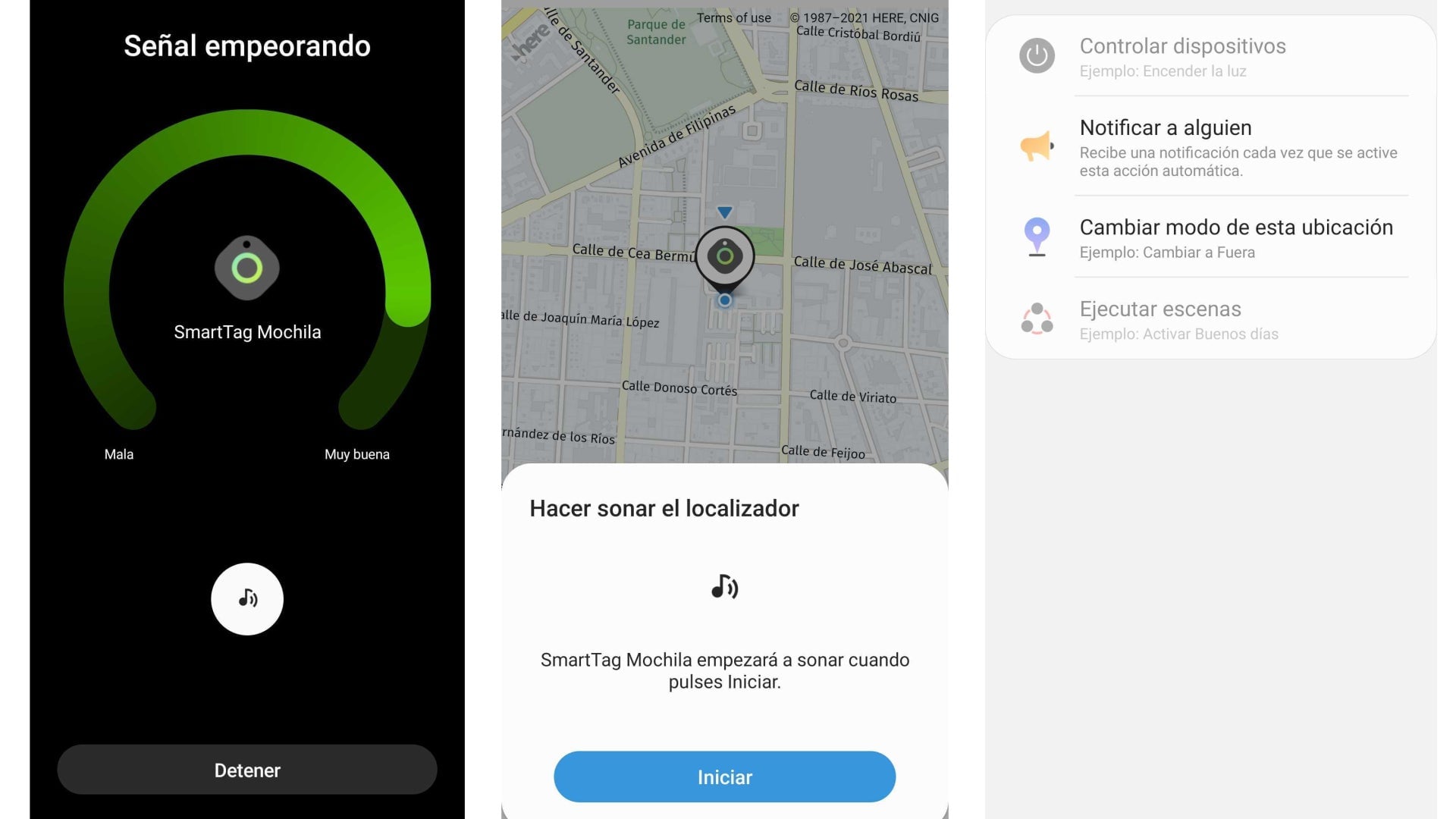 El medidor (izquierda) se va llenando a medida que nos acercamos al objeto. 