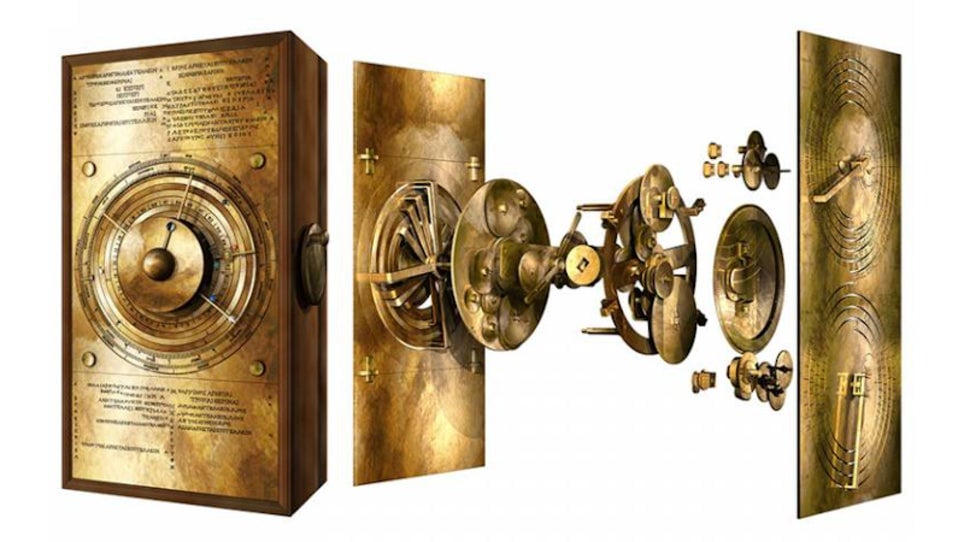 Recreación digital del mecanismo de Antikythera.