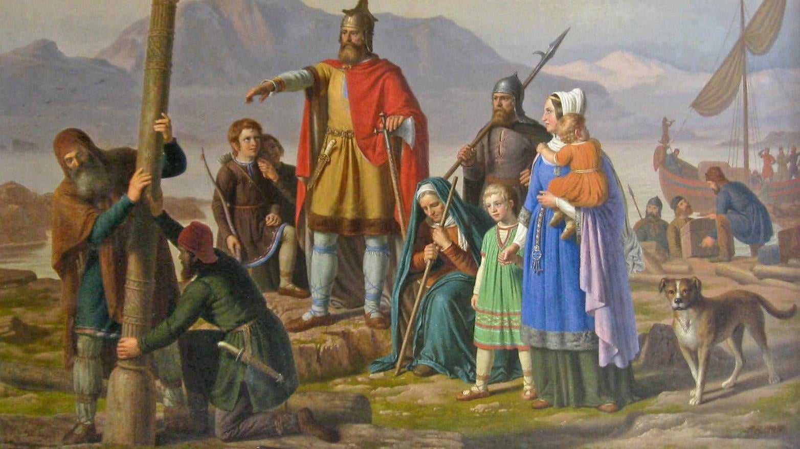 Ingólfr Arnarson tras desembarcar en Reikiavik