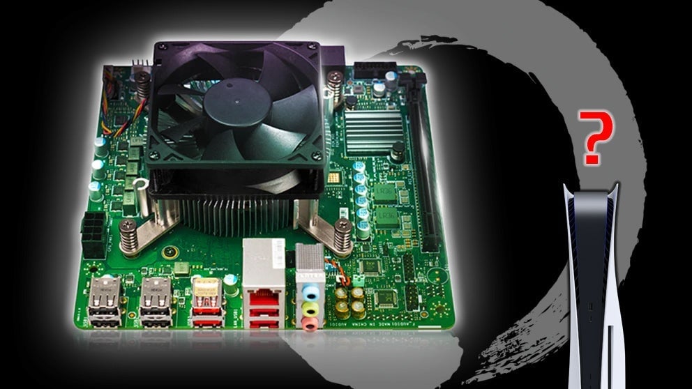 A la izquierda: el kit de escritorio AMD 4700S, pronto disponible en muchas PC pequeñas. A la derecha: una PS5 confundida.