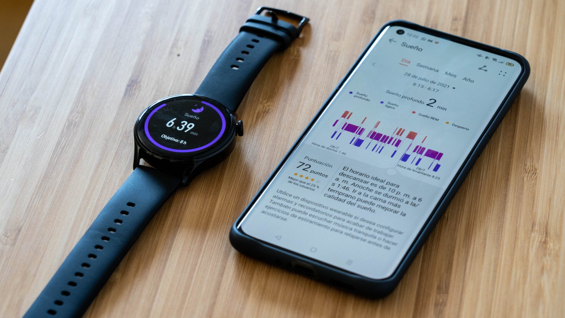 Las métricas de sueño son tremendamente detalladas, aunque desde el reloj solo podrás ver una versión reducida.