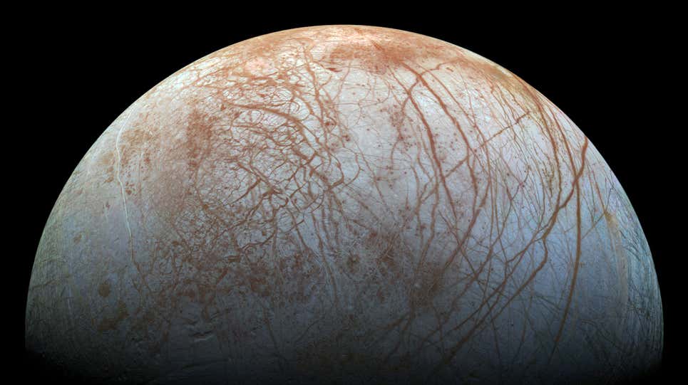 Europa, la luna helada de Júpiter.