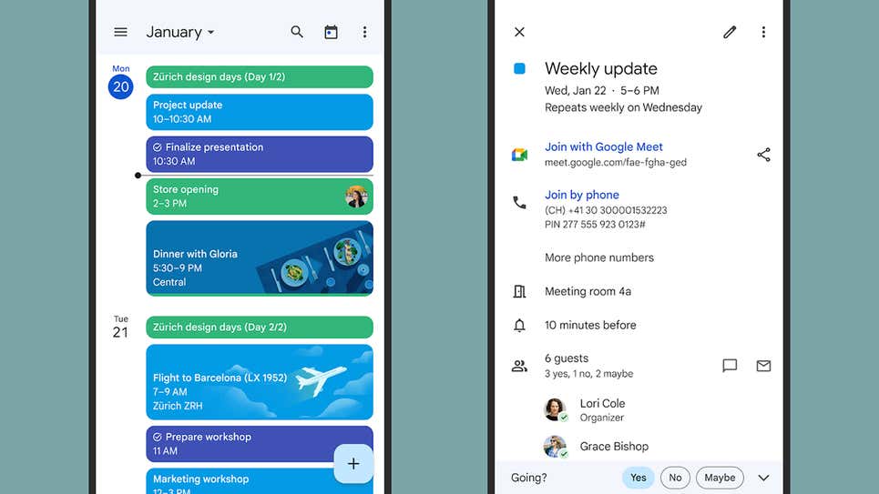 Screenshot: Google Calendar