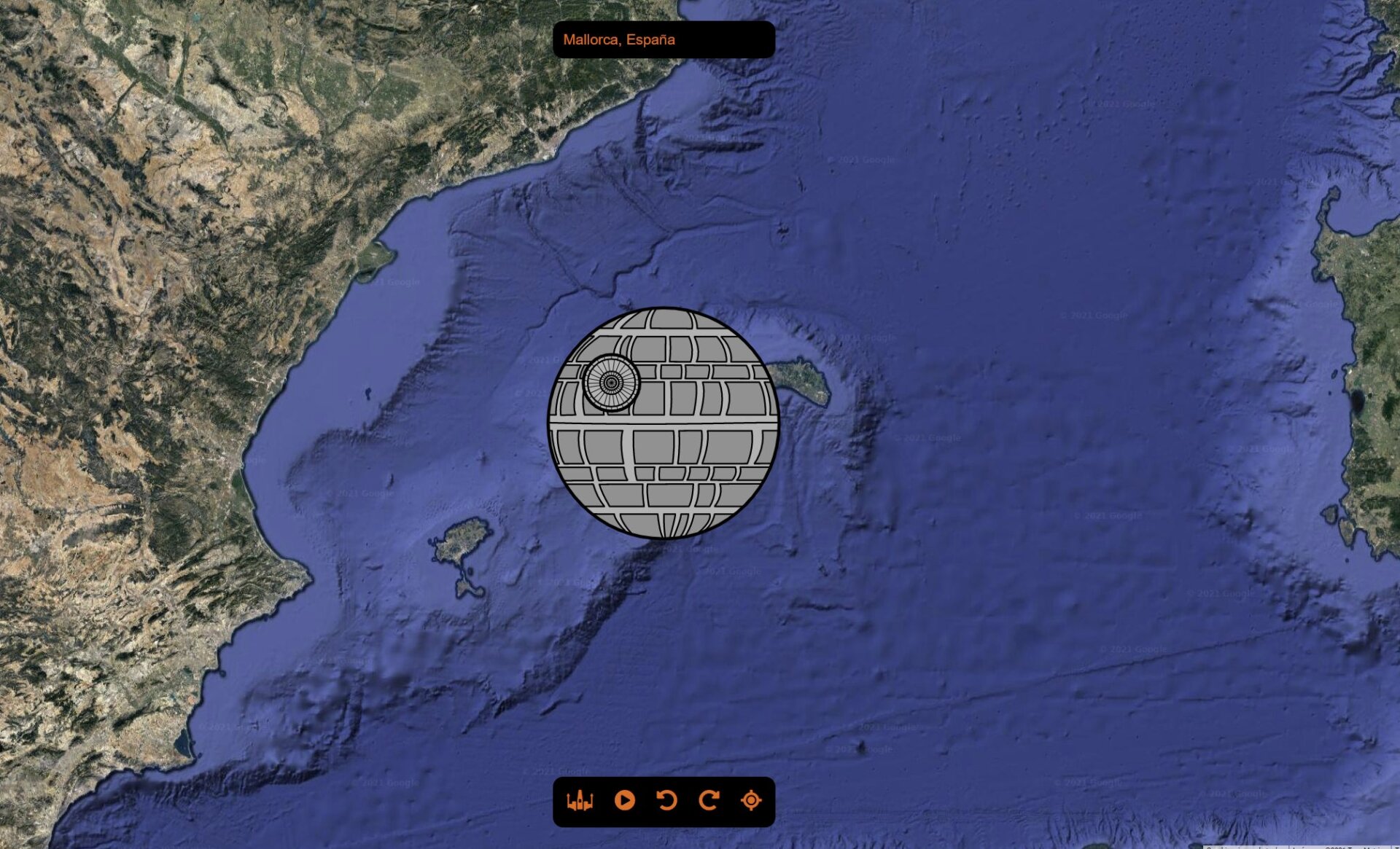 La Estrella de la Muerte es más grande que la isla de Mallorca.