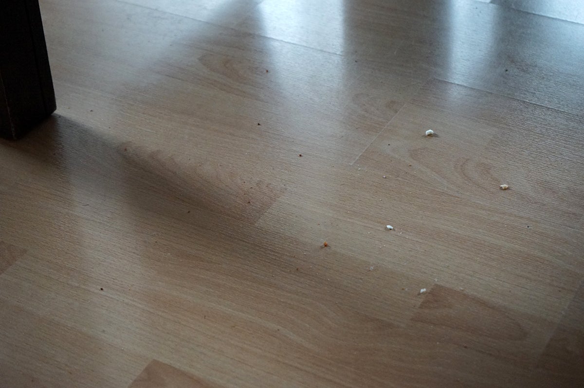 El suelo bajo la mesa del comedor. No me juzguéis. Tengo una hija pequeña.