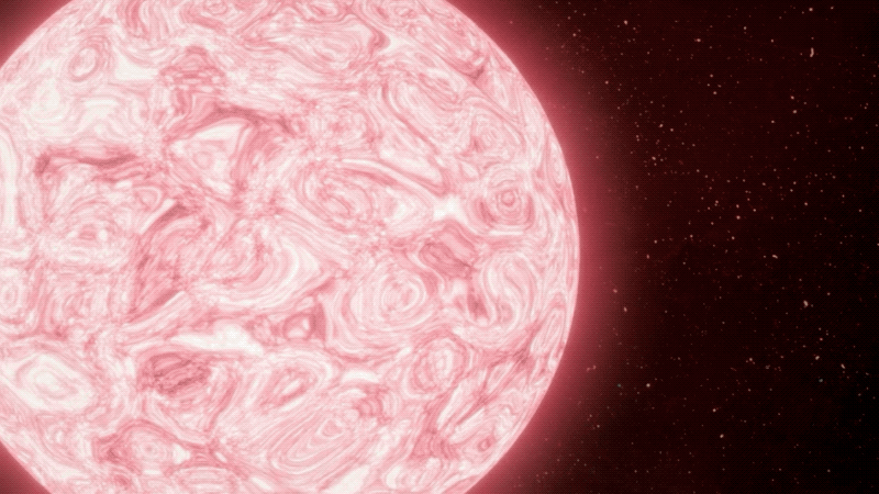 Interpretación artística de las violentas erupciones y radiaciones previas a la explosión en Supernova de tipo II.