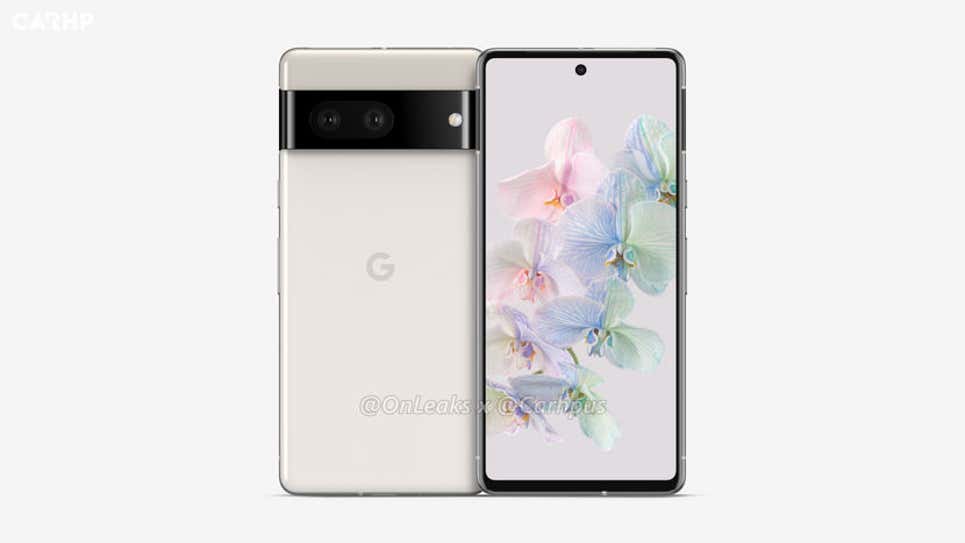 Una imagen basada en un archivo CAD filtrado del Google Pixel 7 en blanco.