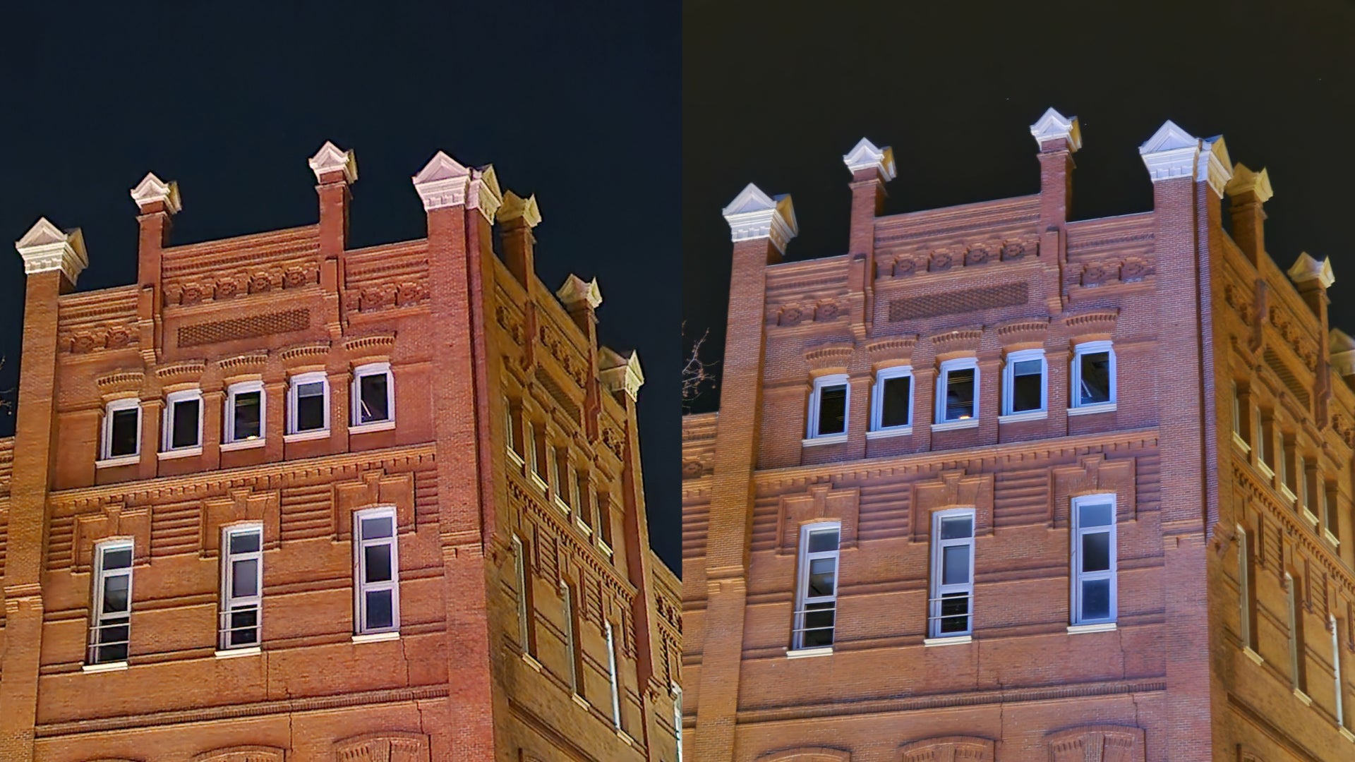 A la izquierda sin Modo Noche y a la derecha con el activado.