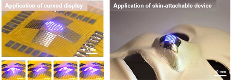 “La fabricación de pantallas curvas que usan meta-pantallas para mostrar imágenes y dispositivos que se pueden unir a la piel”.