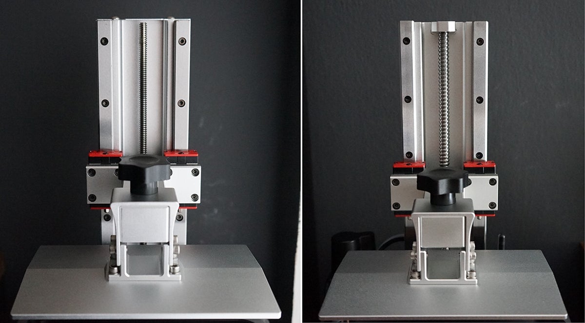 A la izquierda, el eje Z de la Photon Mono X. A la derecha, el eje Z de la nueva M3.