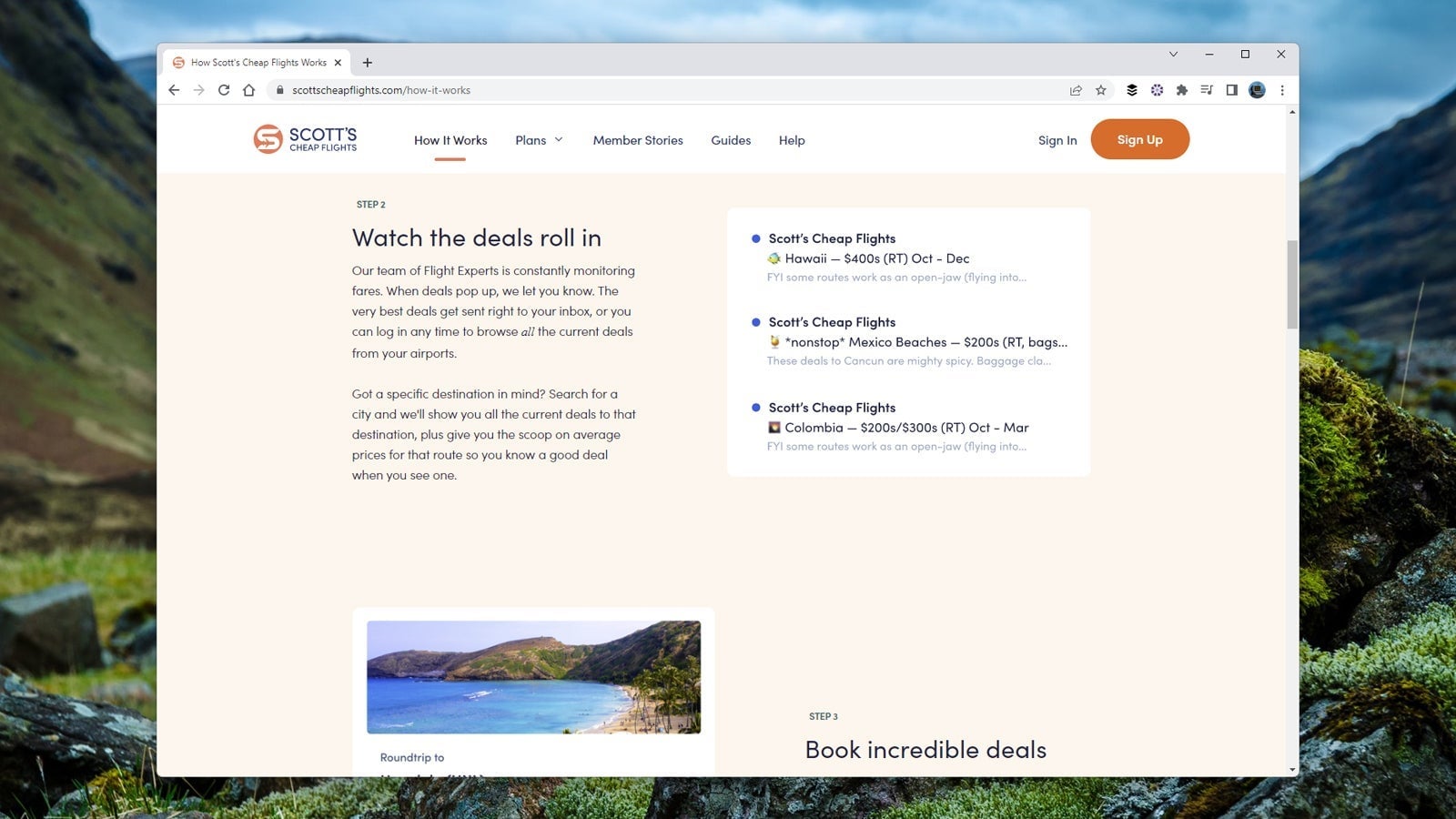 Screenshot: Scott’s Free Flights